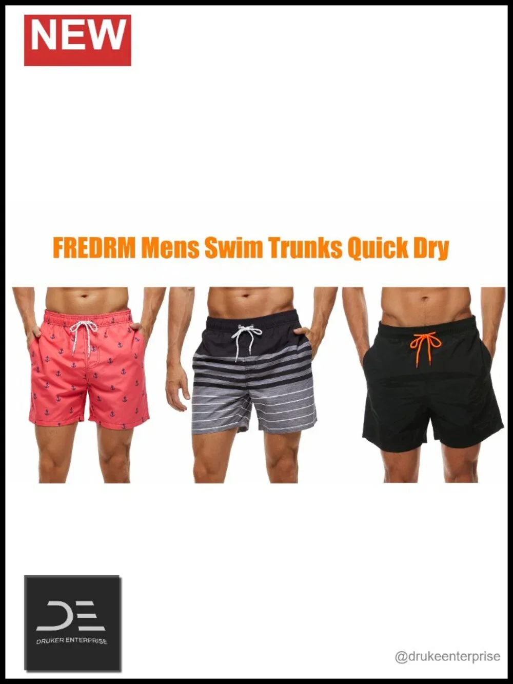 Men's Quick Dry Swim Trunks with Mesh Lining and Pockets